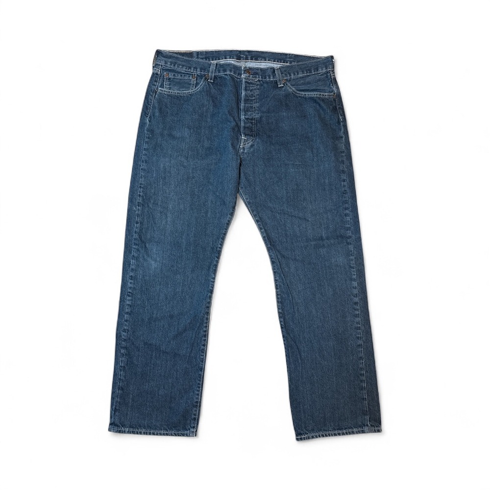 Levi's 501 Straight Leg Classic Denim Jeans Button Fly Mens Tag 40x30 Real 40x28 - Picture 2 of 13